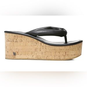 Veronica Beard Geno Cork Black Wedge Platform Sandals Women’s Size 9.5